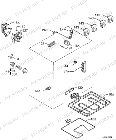 Взрыв-схема плиты (духовки) Privileg 002322_30360 - Схема узла Electrical equipment 268